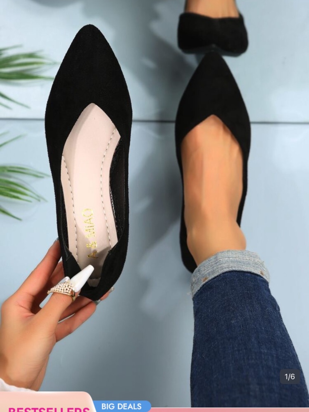 SHEIN Black Pointed D'Orsay Flats